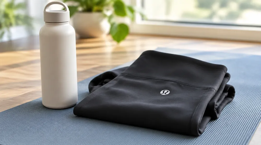 Леггинсы lululemon Align, сложенные на коврике для йоги