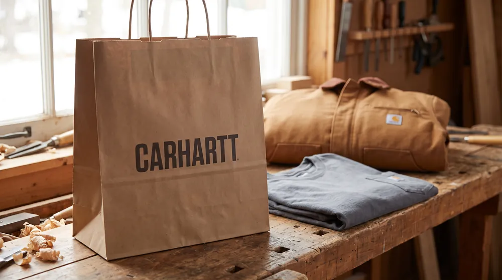 Пакет Carhartt, рабочая куртка и футболка на верстаке — американские 4XL и 5XL в русском размере