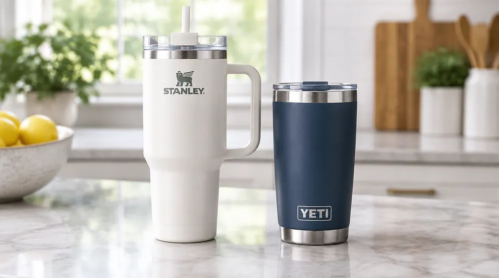Термокружки Stanley Quencher и YETI Rambler на кухне