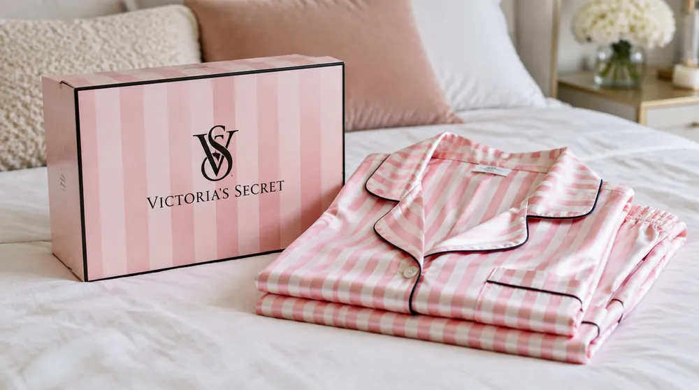 Пижама Victoria’s Secret, разложенная на кровати
