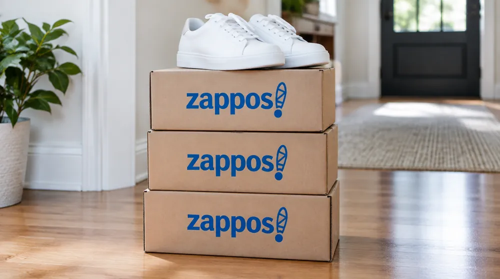 Коробки Zappos с обувью в прихожей