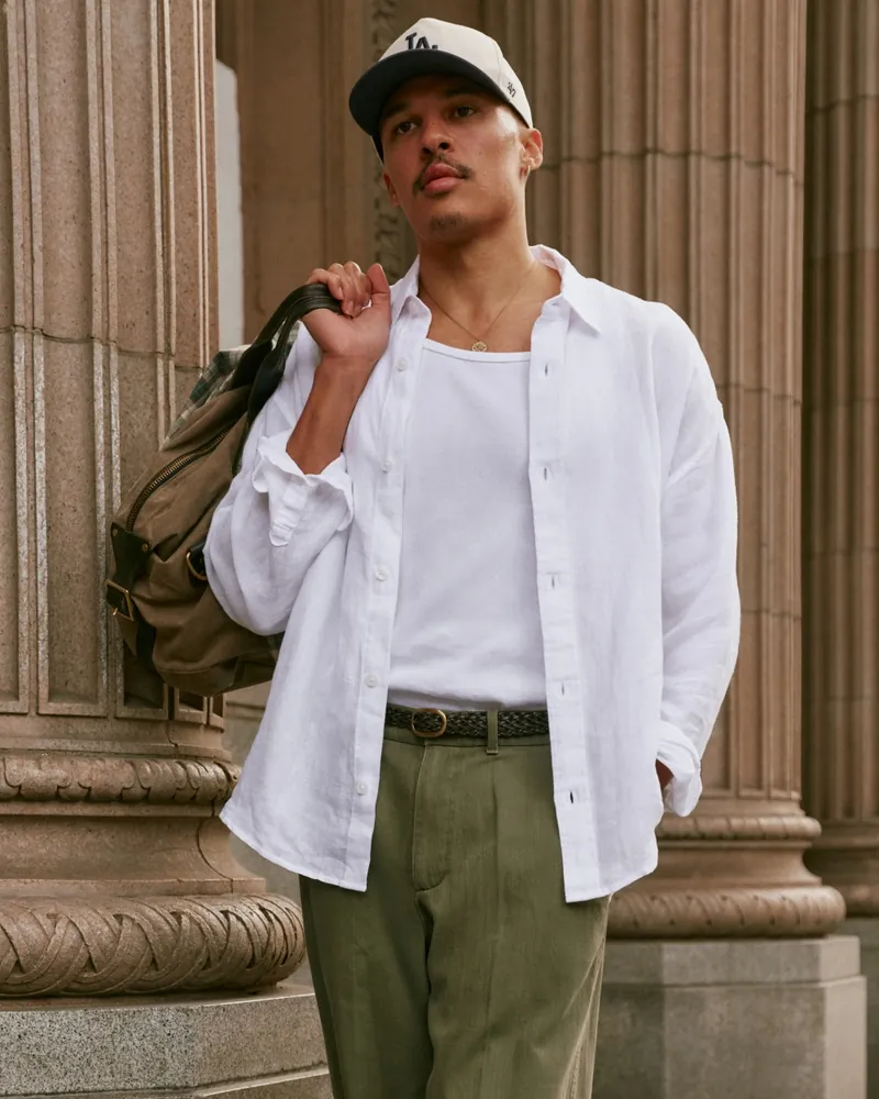 100% Linen Button-Up Shirt