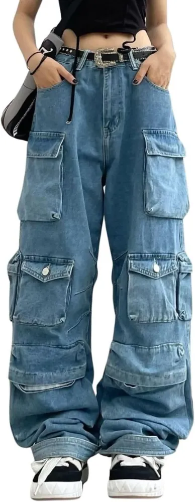 COLLUSION Y2K low rise vintage cargo jeans in blue