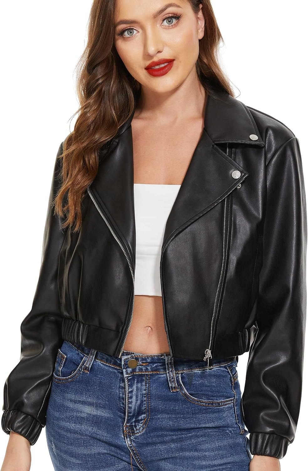 ASOS DESIGN oversized faux leather blazer in black