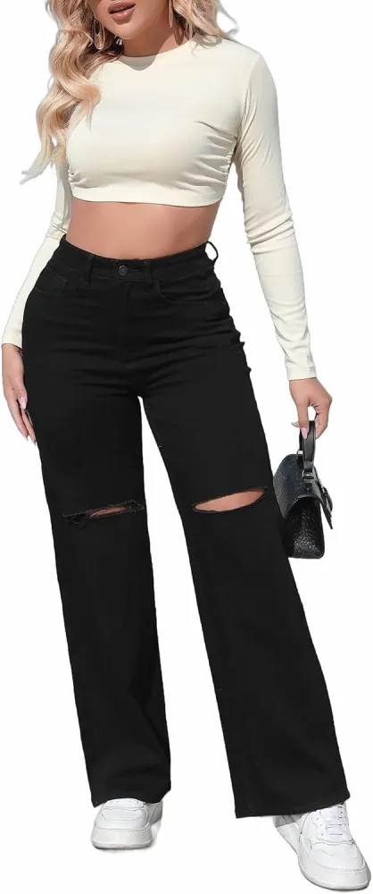 ASOS DESIGN soft wide leg jeans in black