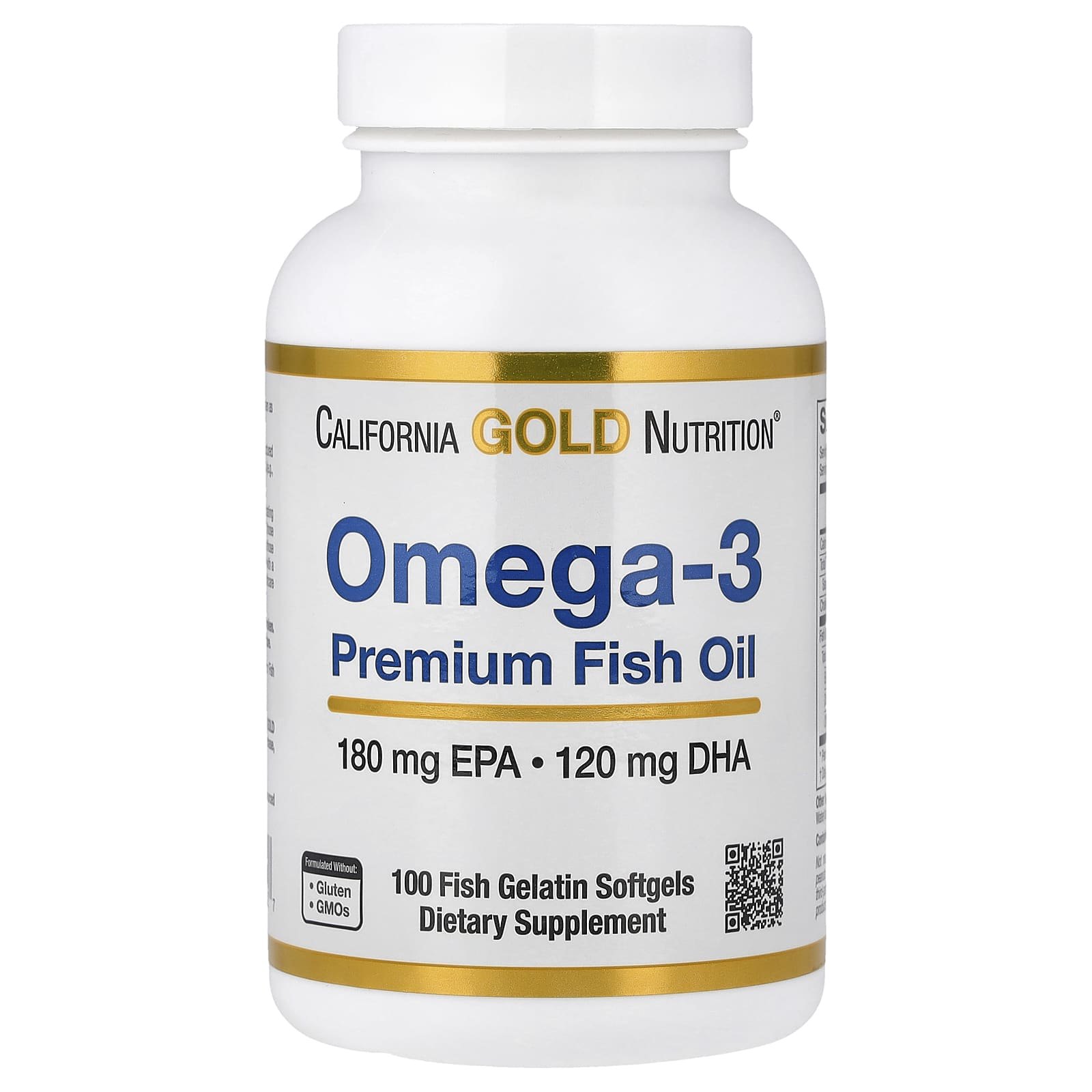 California Gold Nutrition Omega-3 Premium Fish Oil, 100 Softgels