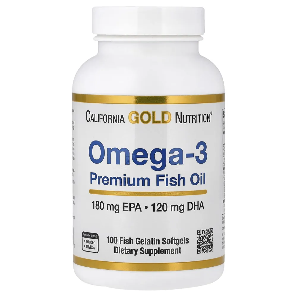 California Gold Nutrition Omega-3 Premium Fish Oil, 100 Softgels