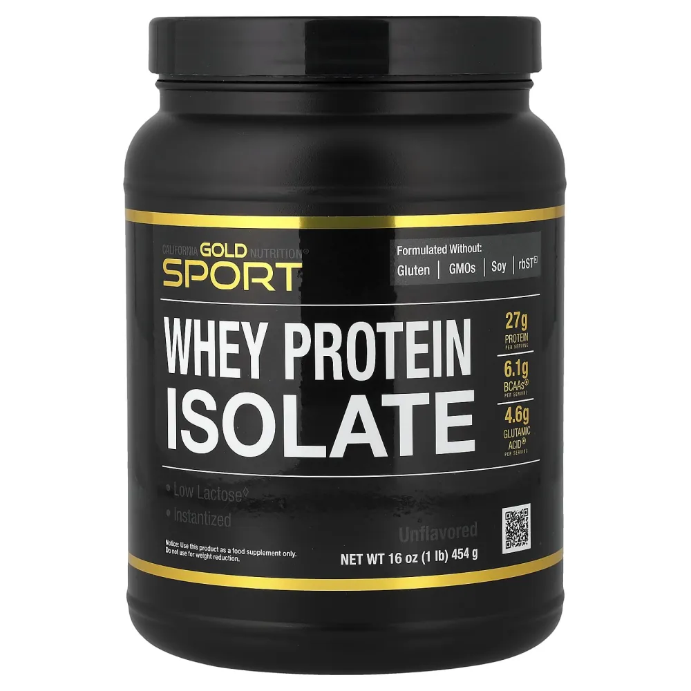 California Gold Nutrition Sport Whey Protein Isolate, Unflavored, 454 g