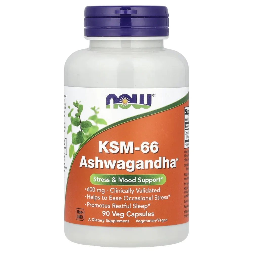 NOW Foods KSM-66 Ashwagandha, 600 mg, 90 Capsules