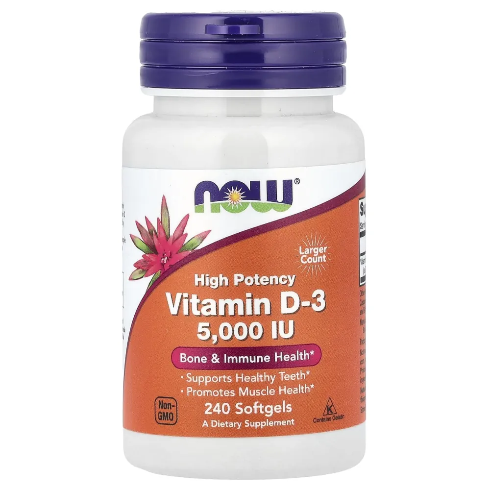 NOW Foods Vitamin D-3, 5000 IU, 240 Softgels