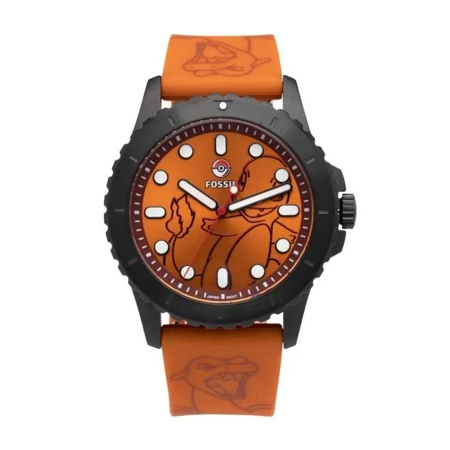 Pokémon Center × Fossil: Charmander Orange Watch (One Size-Adult)