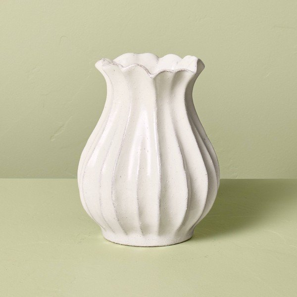Hearth & Hand with Magnolia 9" Pleated Ceramic Vase