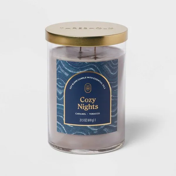 Threshold 2-Wick Cozy Nights Lidded Glass Jar Candle 21.5oz