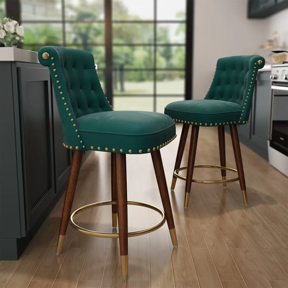 Everly Quinn Claymont Swivel 24" Counter Stools (Set of 2)