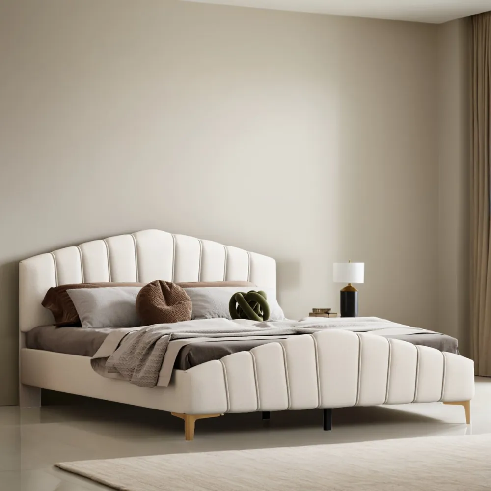 Mercer41 Queen Size Velvet Upholstered Platform Bed Frame