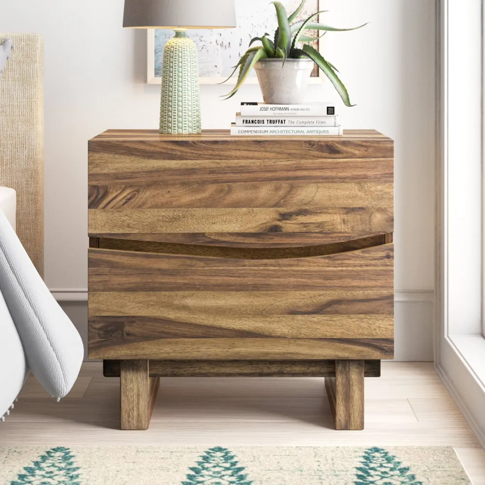 Mistana Hiram 2-Drawer Solid Wood Nightstand